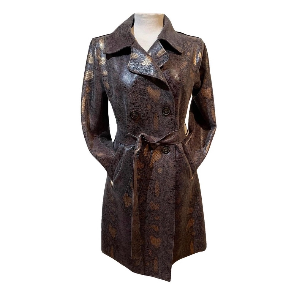 Aza-Ra Paris Snakeskin Belted Trench Coat